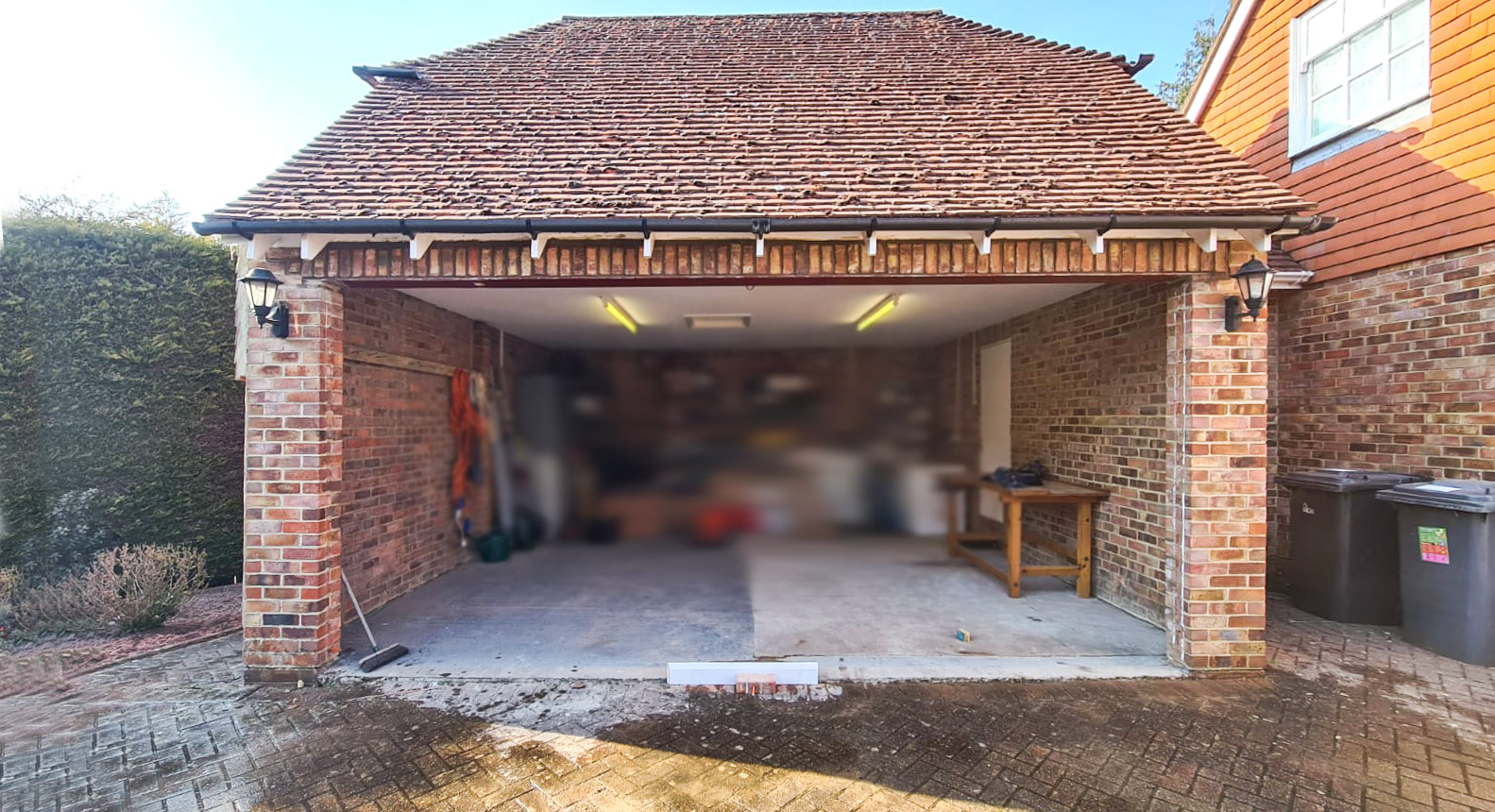 Double garage door conversion with RSJ lintel