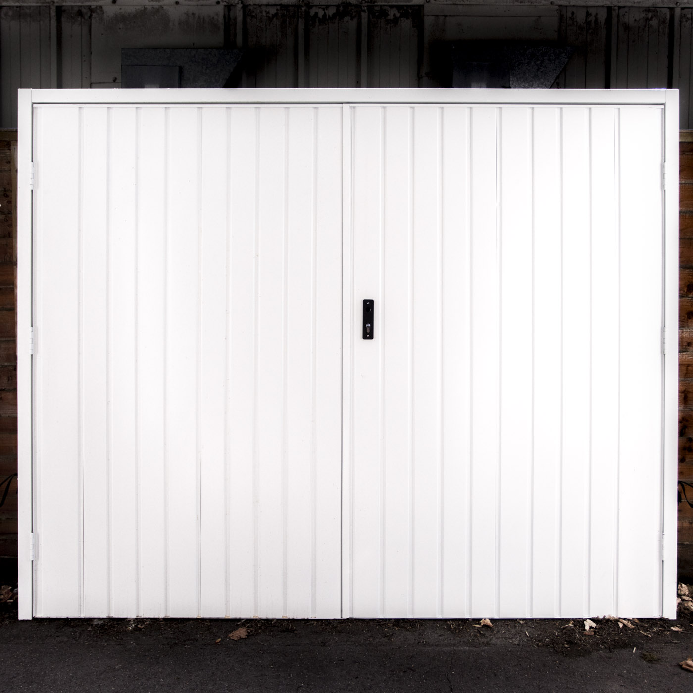 Fort Vertical Rib Side Hinged Garage Doors in White